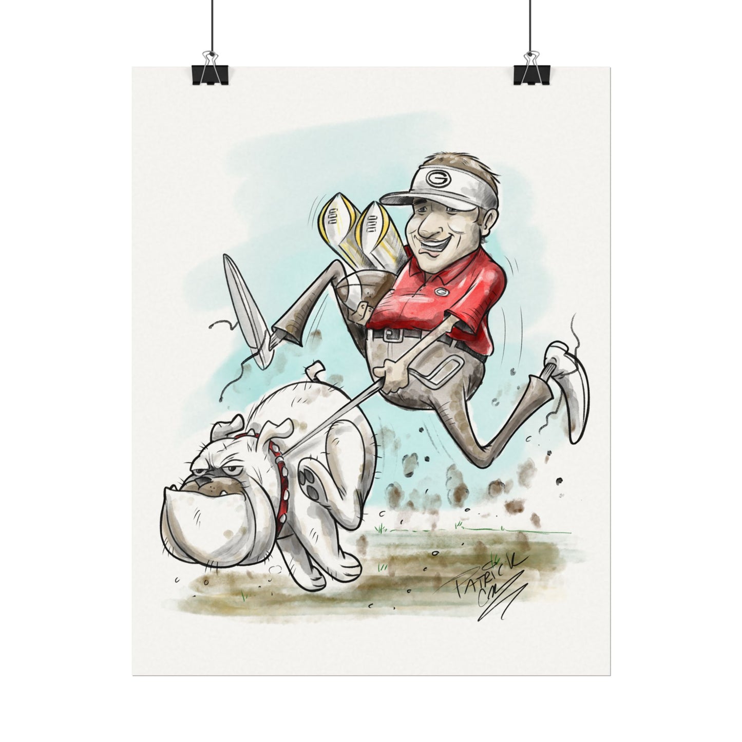 Kirby and UGA 11x14 poster - Playful Artwork for Golf Lovers, Unique Wall Decor, Gift for Pet Owners, Fun Home Decoration, Dog Lovers Art