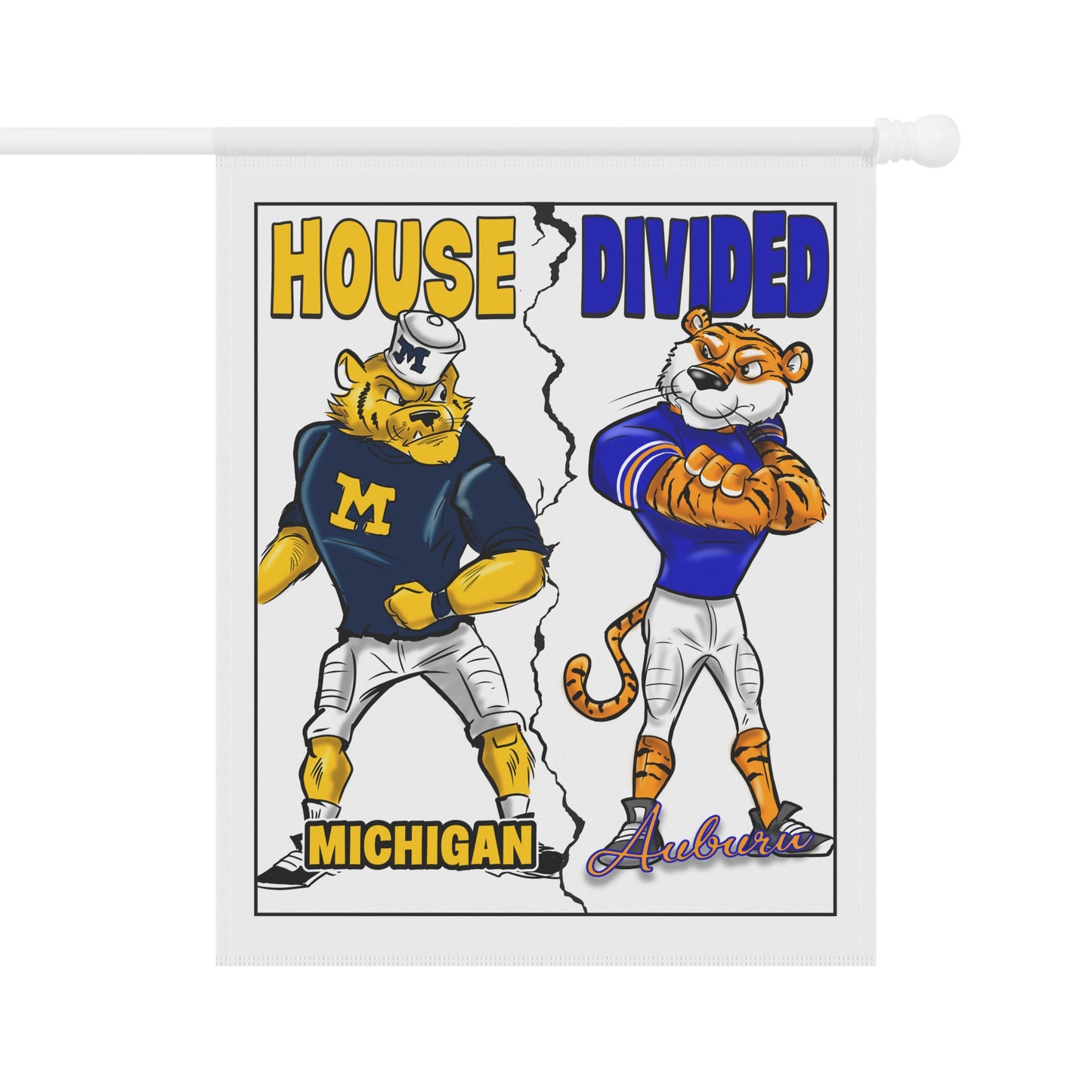 Michigan Auburn House Divided Garden Banner - Michigan & Auburn Rivalry Flag for Sports Fans, Home Decor, Yard Art, Tailgating, Game Day
