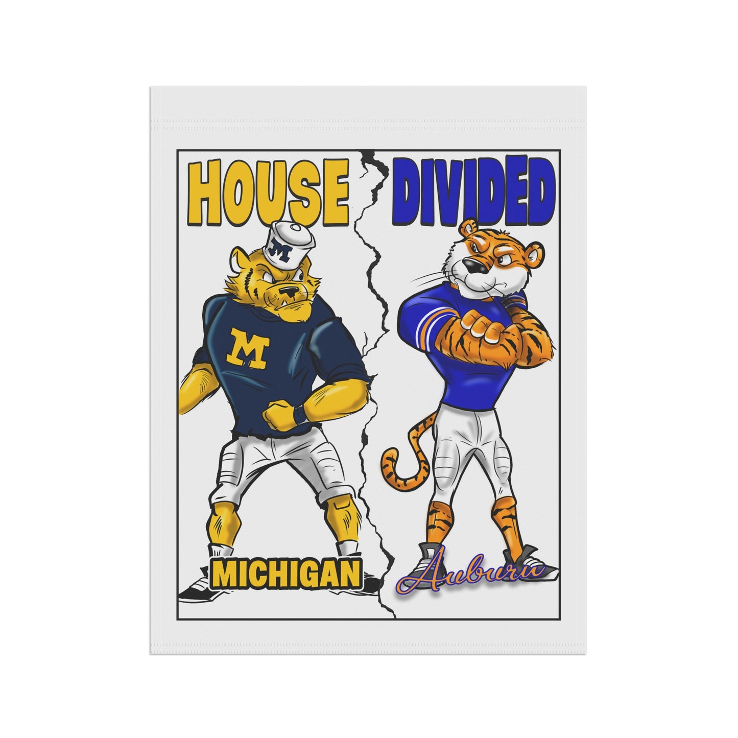 Michigan Auburn House Divided Garden Banner - Michigan & Auburn Rivalry Flag for Sports Fans, Home Decor, Yard Art, Tailgating, Game Day