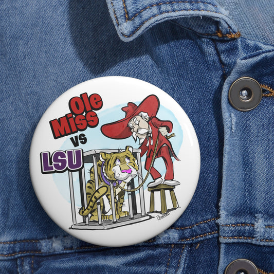 LSU vs Ole Miss Pin Buttons, Game Day Accessories, Ole Miss vs LSU, College Fan Gear, Personalized Button Designs