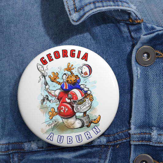Gameday Sports Team Pin Buttons - Georgia vs Auburn Football Art