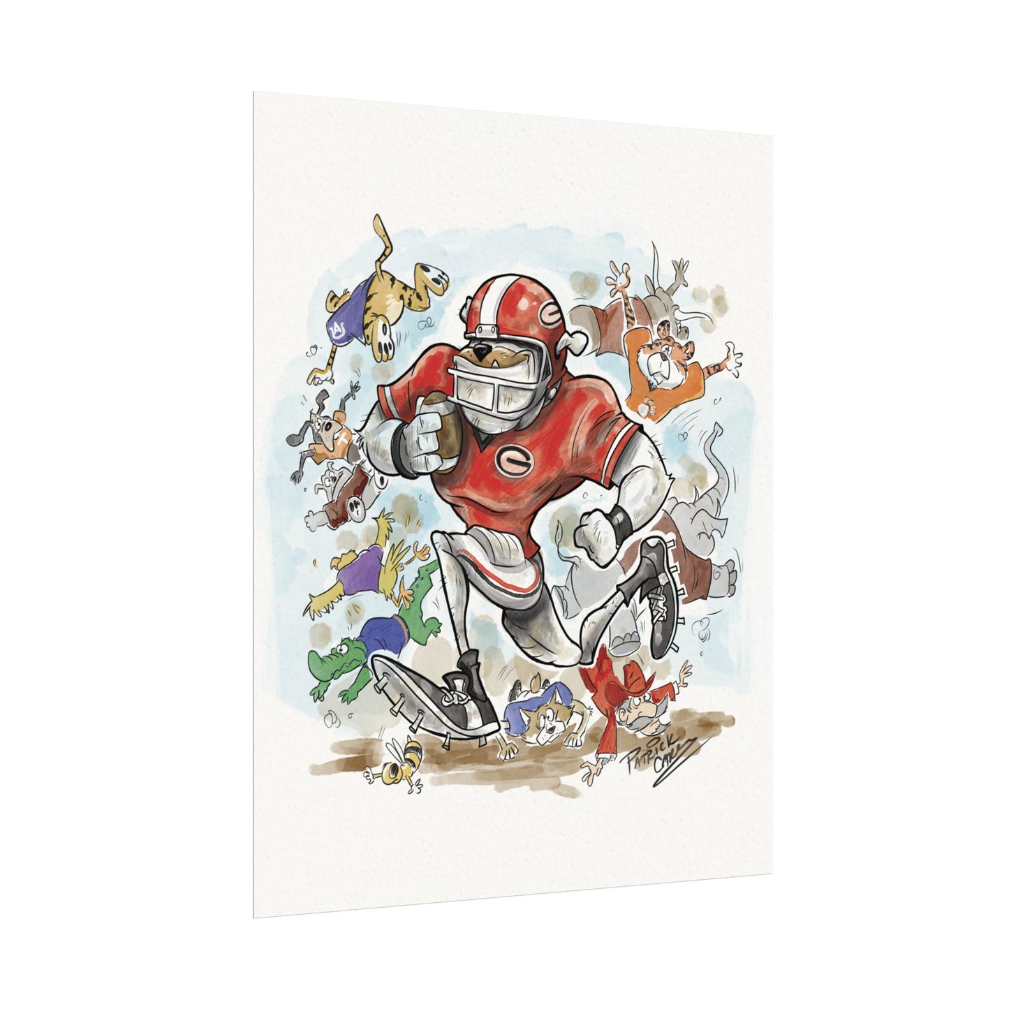 UGA Football SEC teams Art Poster - Game Day Vibe, Team Spirit Wall Décor, Gift for Sports Lovers, Whimsical Art