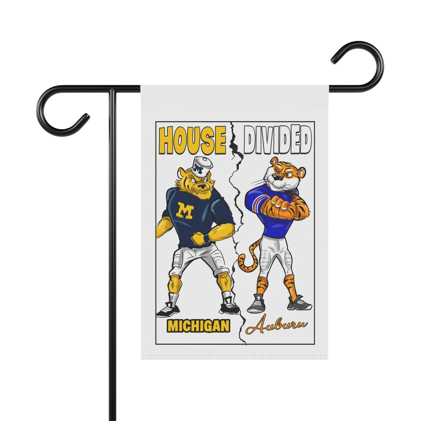 Michigan Auburn House Divided Garden Banner - Michigan & Auburn Rivalry Flag for Sports Fans, Home Decor, Yard Art, Tailgating, Game Day