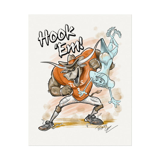 Texas Longhorns poster | Hook 'Em Artwork, Texan Decor, College Sports Wall Art, Gift for Students & Alumni