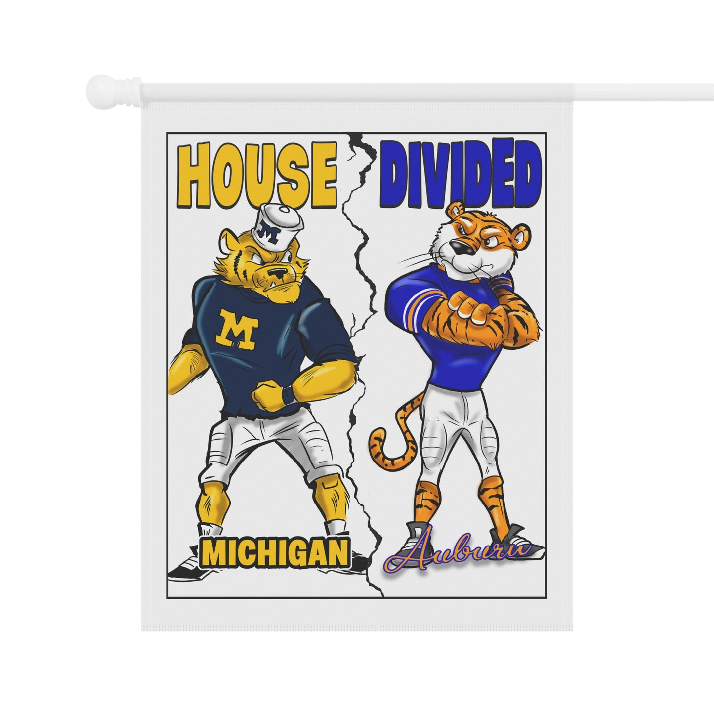 Michigan Auburn House Divided Garden Banner - Michigan & Auburn Rivalry Flag for Sports Fans, Home Decor, Yard Art, Tailgating, Game Day