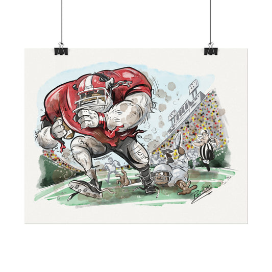 UGA Football poster 11x14, Sports Decor, Colorful Wall Art, Gift for Sports Fans, Unique Home Decor, Textured Watercolor Design