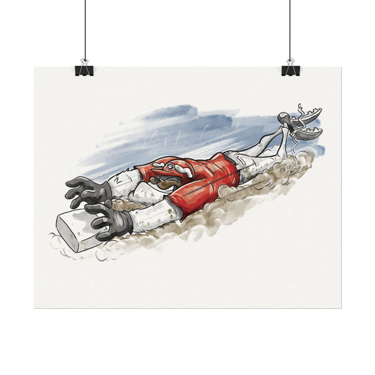 UGA Baseball Slide - Textured Watercolor Matte Poster