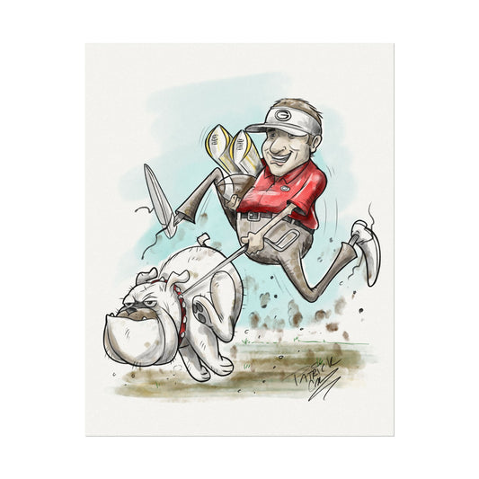 Kirby and UGA 11x14 poster - Playful Artwork for Golf Lovers, Unique Wall Decor, Gift for Pet Owners, Fun Home Decoration, Dog Lovers Art