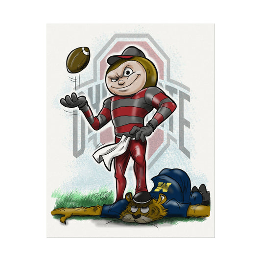 Ohio State vs Michigan Poster Art, Vintage College Sports Decor, Game Day Wall Art, Unique Gift for Fans, Sports Room Decoration