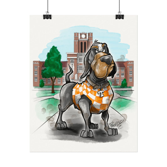 University of Tennessee Mascot Art Print, Textured Watercolor Poster, UT Smokey Art for Home Decor, College Sports Artwork, Gift for Alumni
