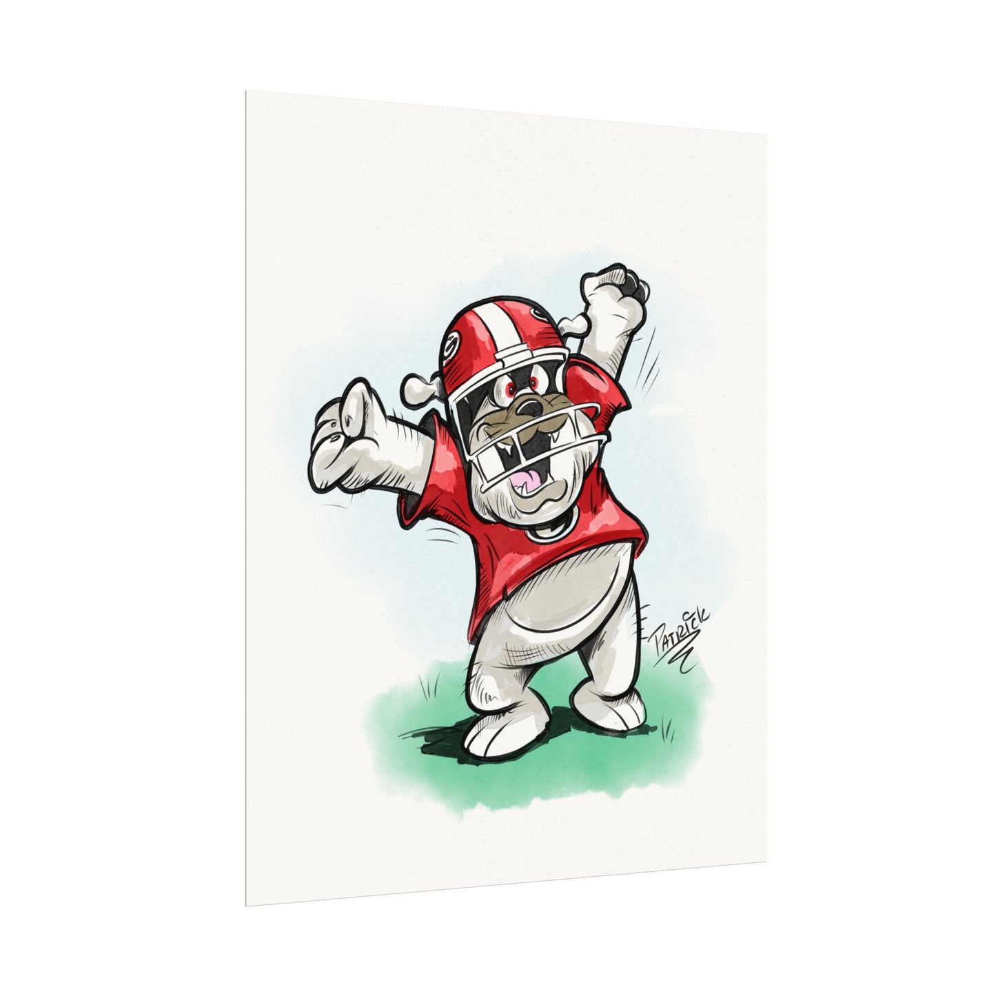 Excited UGA Posters, Georgia Bulldog Art, College  Home Decor, Animal Lover Gifts, Whimsical Wall Art