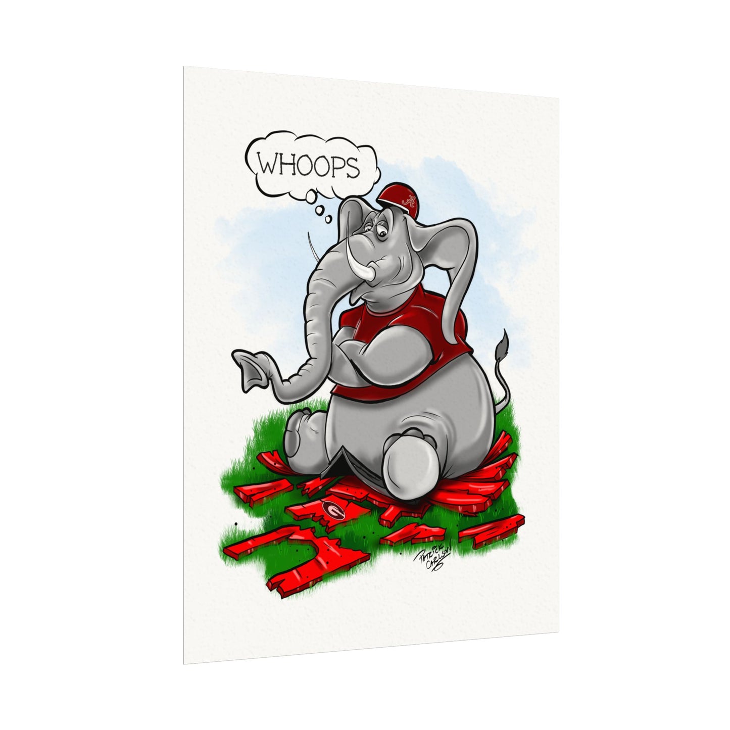 Alabama UGA House Print, Whimsical Art for Animal Lovers, Cute Nursery Decor, Fun Gift for Kids, Home Wall Art