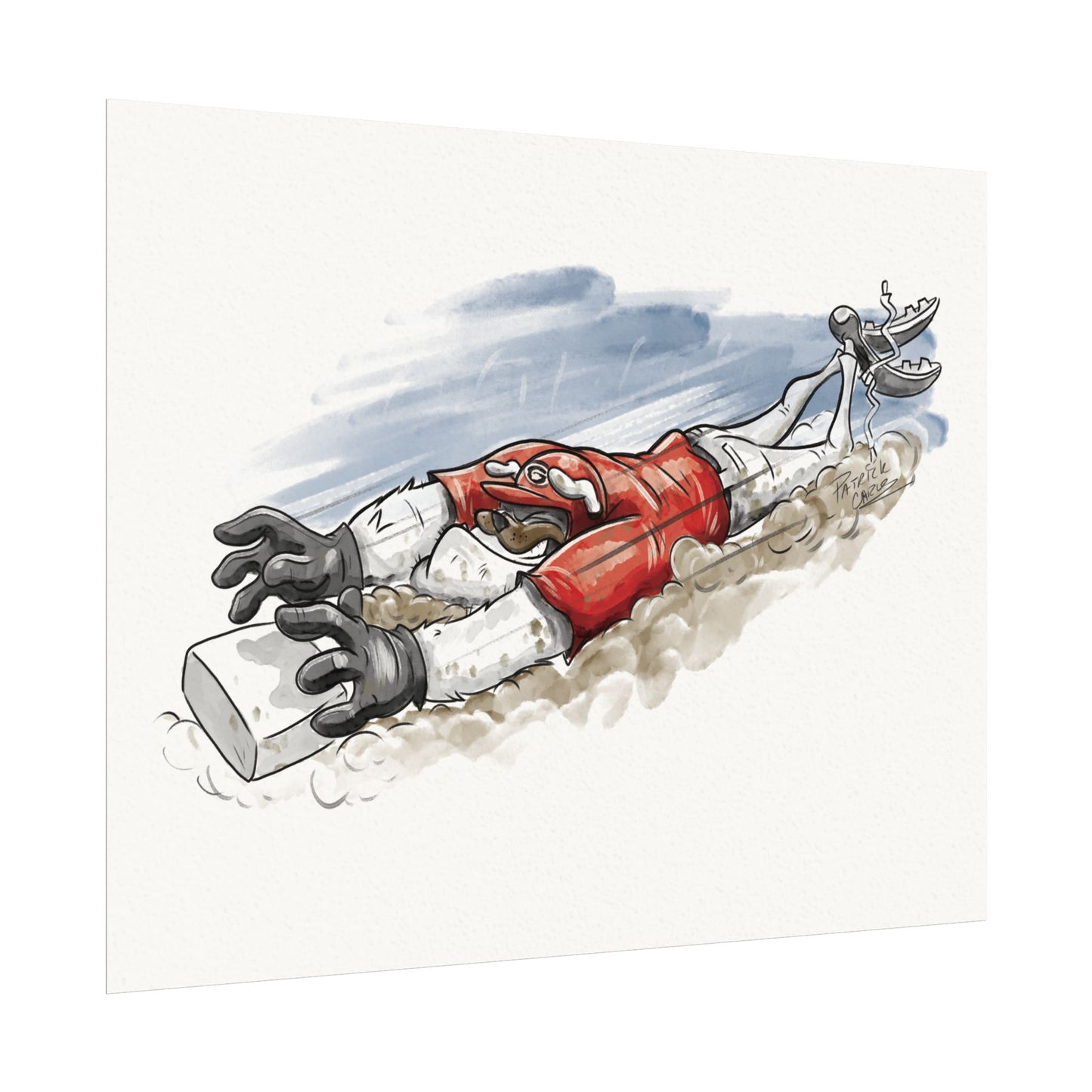 UGA Baseball Slide - Textured Watercolor Matte Poster