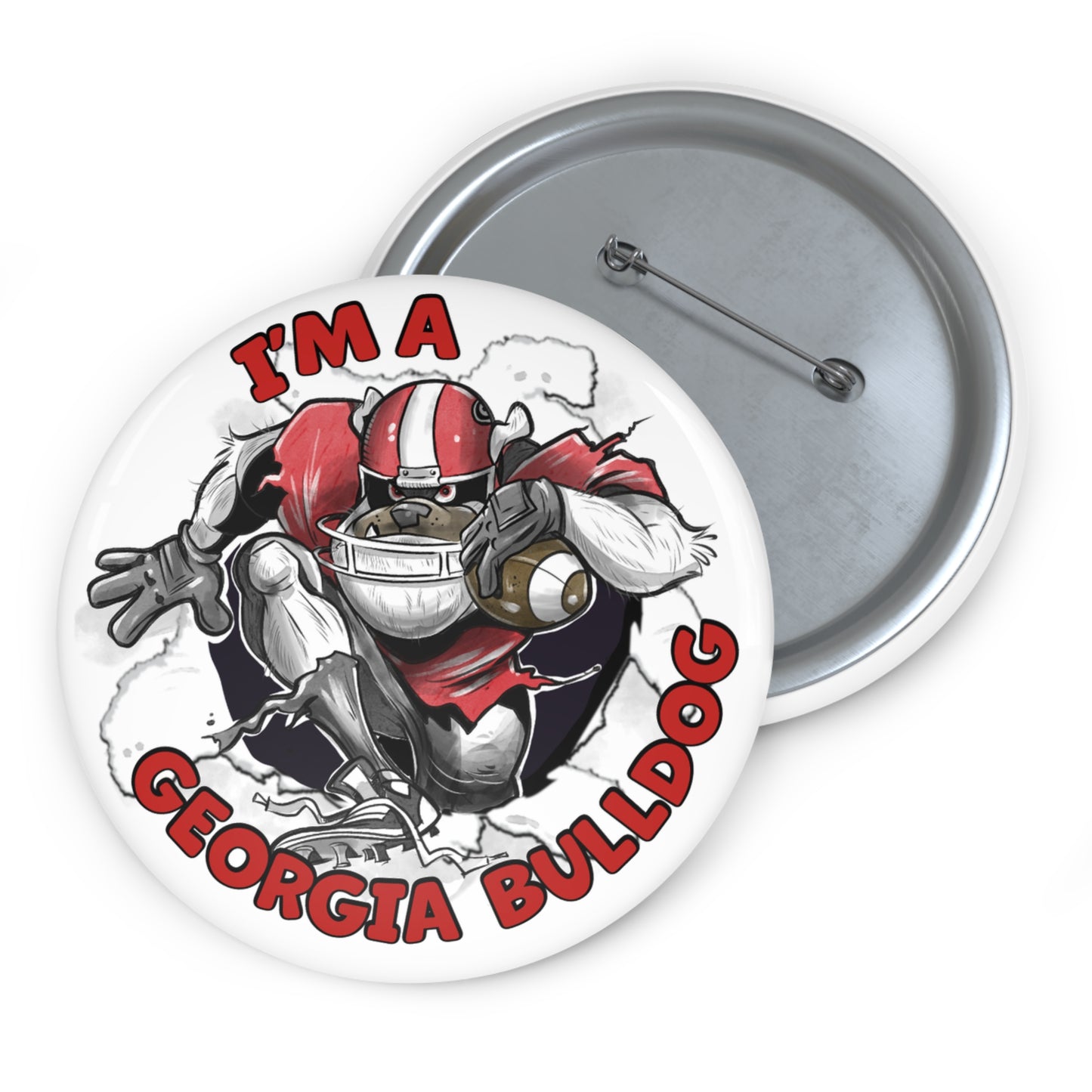 Custom Georgia Bulldog Pin Buttons, College Spirit Accessories, Sports Fan Badges, Unique Gifts for Students, Game Day Essentials