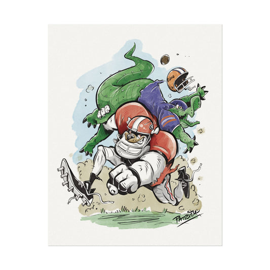 UGA vs Florida Wall Art Print, Textured Watercolor Matte Posters for Home Decor, Unique Gift for Sports Fans, Kids Room Art, Football Art
