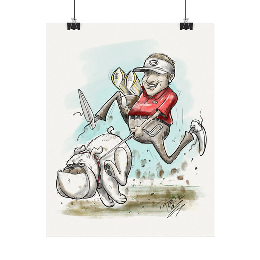 Kirby and UGA 11x14 poster - Playful Artwork for Golf Lovers, Unique Wall Decor, Gift for Pet Owners, Fun Home Decoration, Dog Lovers Art