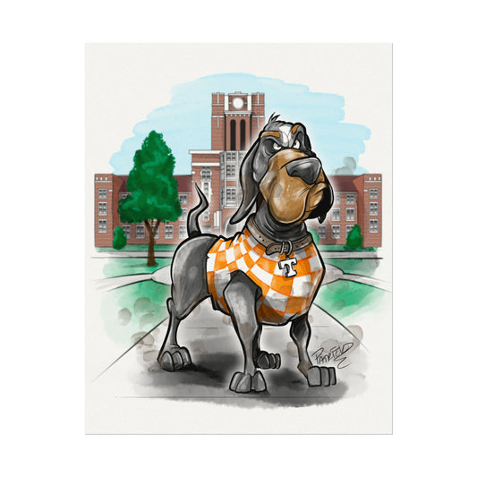 University of Tennessee Mascot Art Print, Textured Watercolor Poster, UT Smokey Art for Home Decor, College Sports Artwork, Gift for Alumni