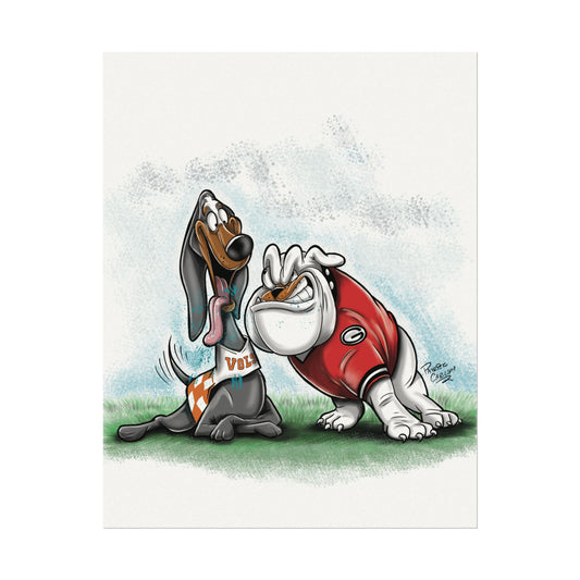 UGA vs Tennessee Vols 11x14 Posters, Bulldogs, College football, Gifts for Pet Owners, Animal Art, Dog Fan Art