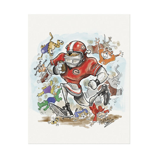 UGA Football SEC teams Art Poster - Game Day Vibe, Team Spirit Wall Décor, Gift for Sports Lovers, Whimsical Art