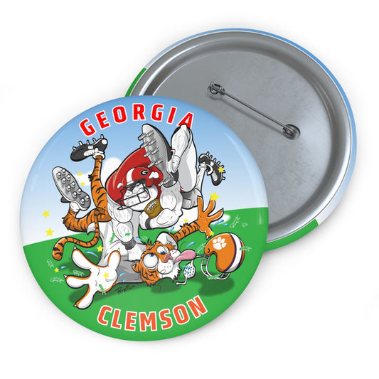 UGA vs Clemson 3" Button, Cheer Accessories, Team Spirit Badges, Fun Gifts for Fans, Game Day Essentials