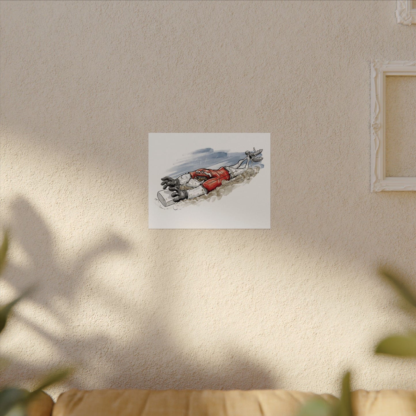 UGA Baseball Slide - Textured Watercolor Matte Poster