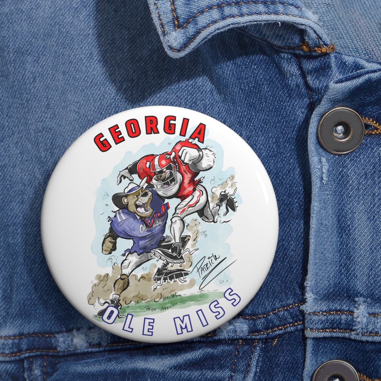 Gameday Pin Buttons Featuring College Football Rivalry Designs, Sports Team Pride, Collectible Badges, Fan Gear for Game Day, Unique [...]