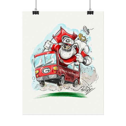 Georgia Bulldog Watercolor Poster - Vibrant College Decor for Sports Fans