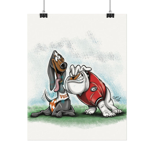 UGA vs Tennessee Vols 11x14 Posters, Bulldogs, College football, Gifts for Pet Owners, Animal Art, Dog Fan Art