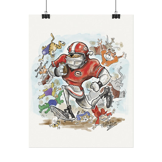 UGA Football SEC teams Art Poster - Game Day Vibe, Team Spirit Wall Décor, Gift for Sports Lovers, Whimsical Art