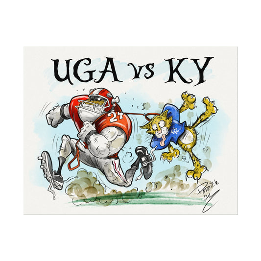 UGA vs Kentuckey Wildcats 11x14 poster, UGA vs KY Poster, College Football Wall Art, Gift for Sports Fans, Unique Home Decor