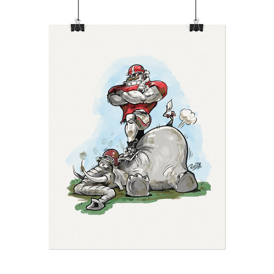 UGA Alabama Poster, Cartoon Wall Art, Football Decor, Gameday Decor, Unique Gift Idea, Sport Fan Art
