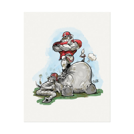 UGA Alabama Poster, Cartoon Wall Art, Football Decor, Gameday Decor, Unique Gift Idea, Sport Fan Art