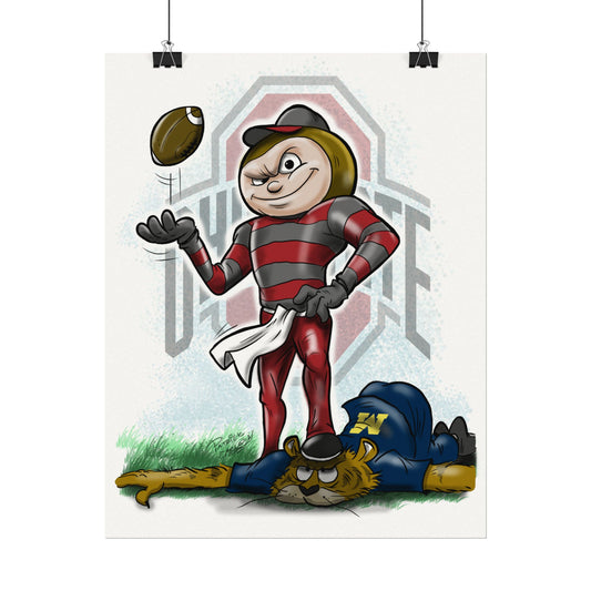 Ohio State vs Michigan Poster Art, Vintage College Sports Decor, Game Day Wall Art, Unique Gift for Fans, Sports Room Decoration
