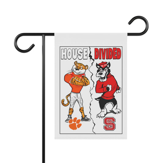 Clemson vs North Carolina State House Divided Banner - College Sports Fan Flags, Home & Yard Sign, Outdoor Decoration for Game Day