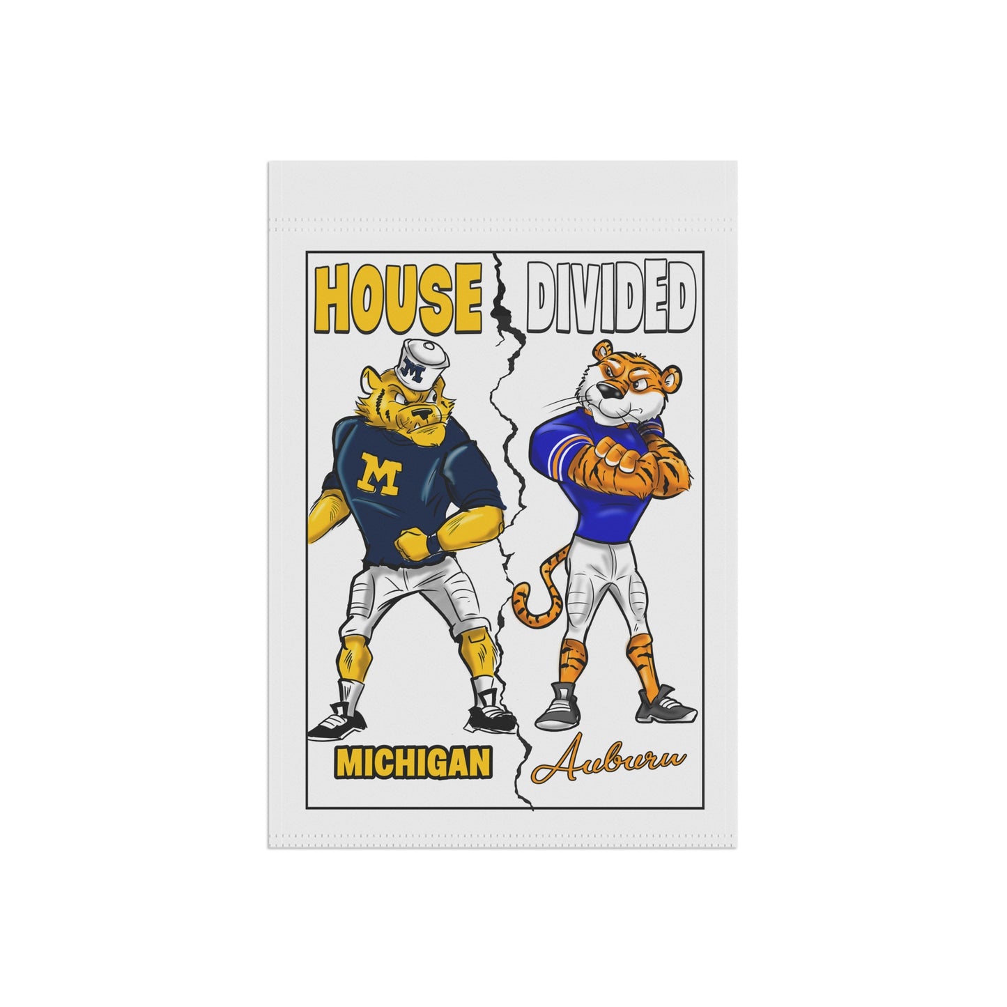 Michigan Auburn House Divided Garden Banner - Michigan & Auburn Rivalry Flag for Sports Fans, Home Decor, Yard Art, Tailgating, Game Day