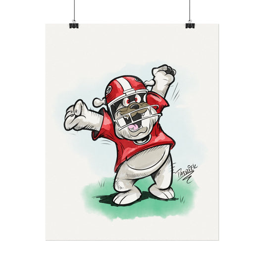 Excited UGA Posters, Georgia Bulldog Art, College  Home Decor, Animal Lover Gifts, Whimsical Wall Art