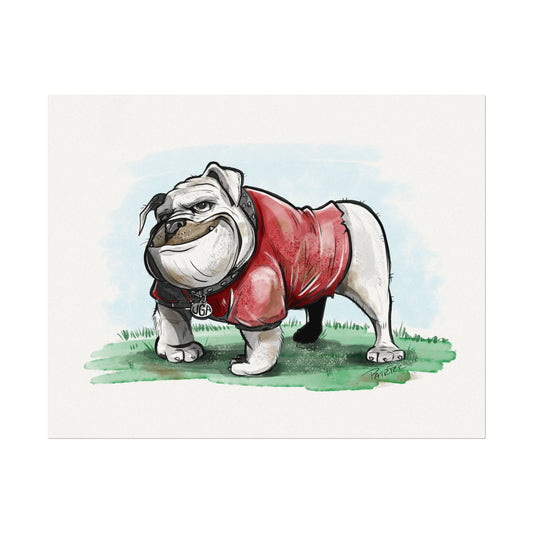 UGA Bulldog Watercolor Print, Dog Lover Art, Home Decor, Gift for Pet Owners, Animal Wall Art