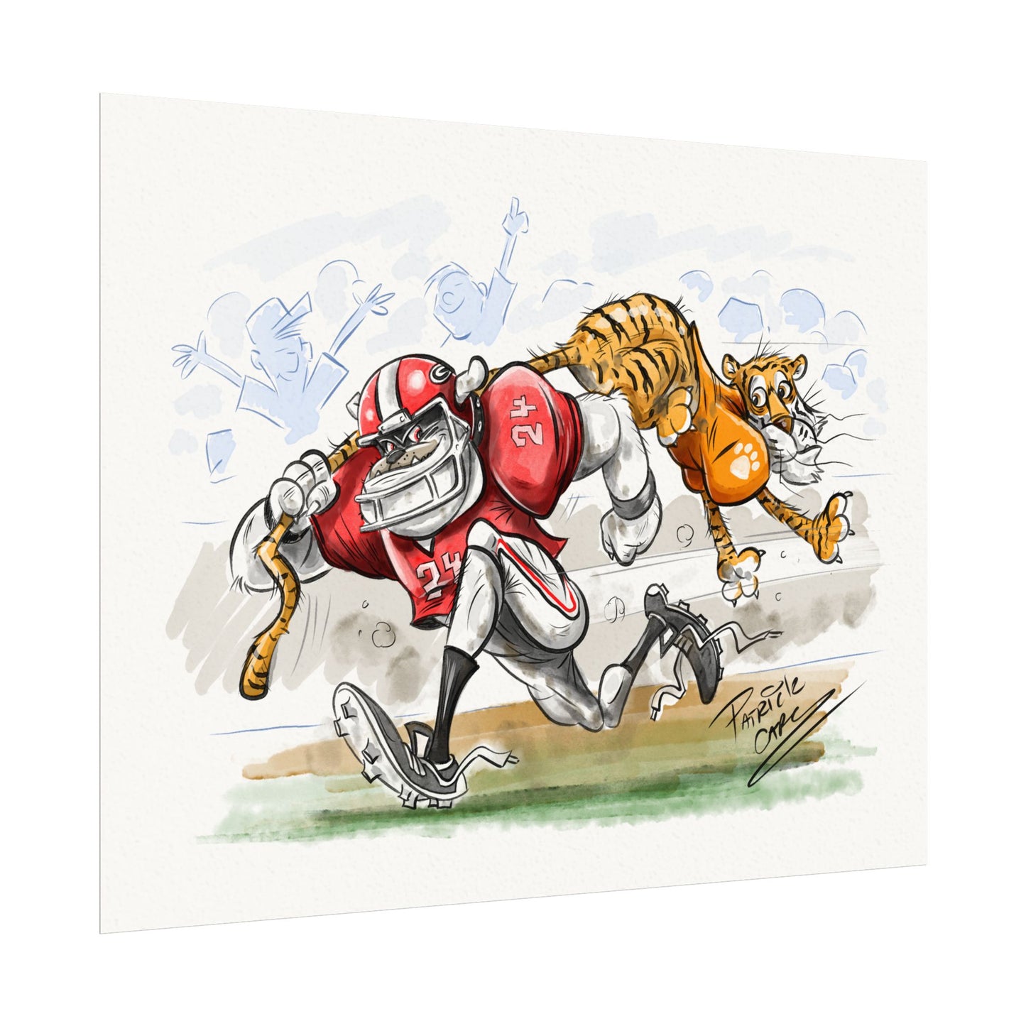 UGA Clemson Wall Art Print - Textured Watercolor Matte Poster for Fans
