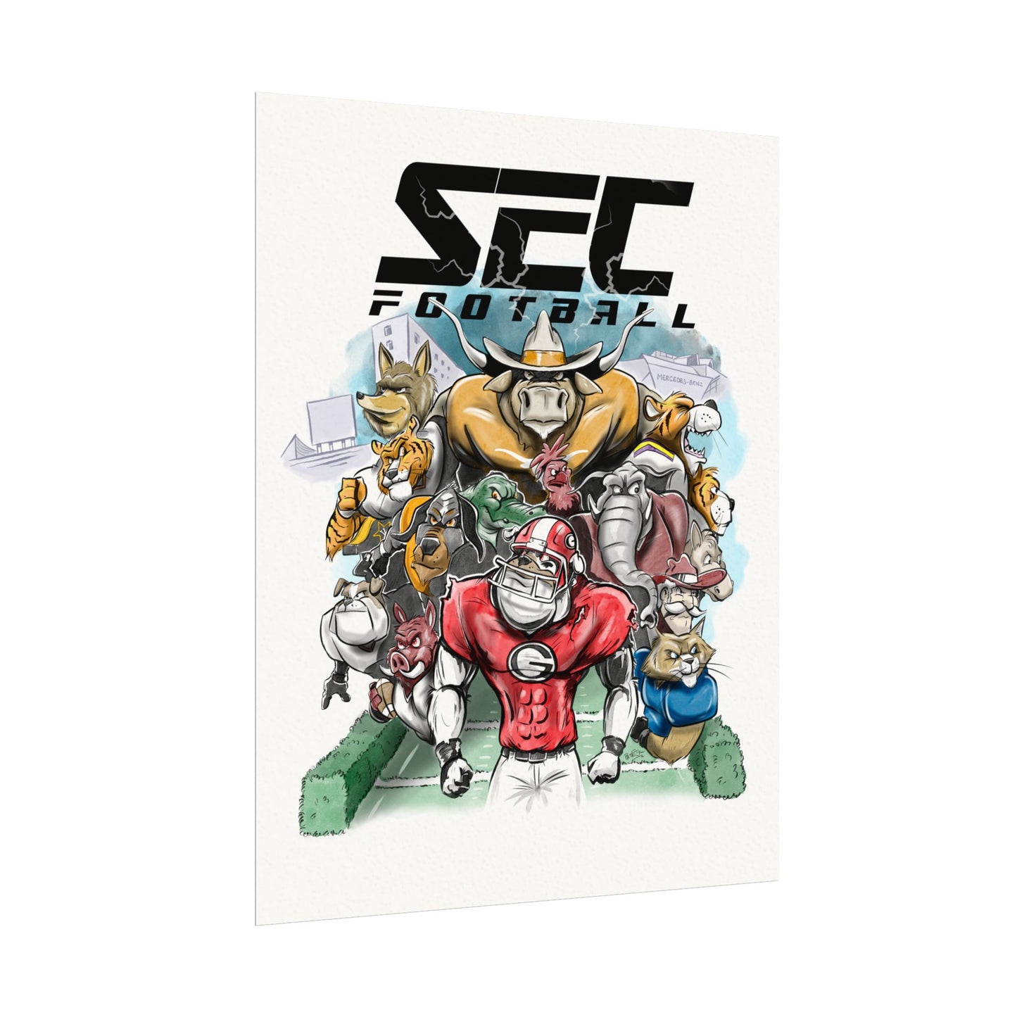 SEC Football Posters, SEC Football Art, Sports Wall Decor, Unique Gift for Fans, College football Decoration, Game Day Decor