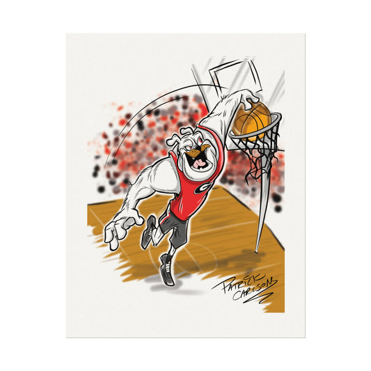 UGA Basketball Art Print, Basketball Wall Decor, Matte Texture Artwork, Bulldog Sports Poster, Athletic Home Decor