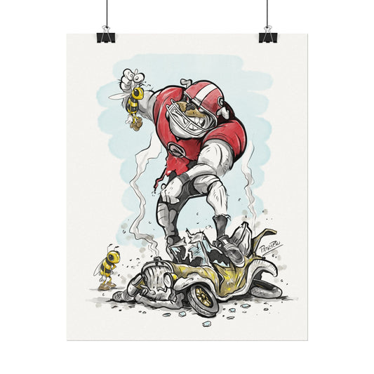 UGA, Georgia Tech 11x14 Poster - Fun Decor for Sports Fans, Kids' Room, Game Day, Unique Gift for Athletes, Watercolor Print