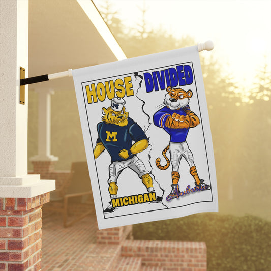 Michigan Auburn House Divided Garden Banner - Michigan & Auburn Rivalry Flag for Sports Fans, Home Decor, Yard Art, Tailgating, Game Day