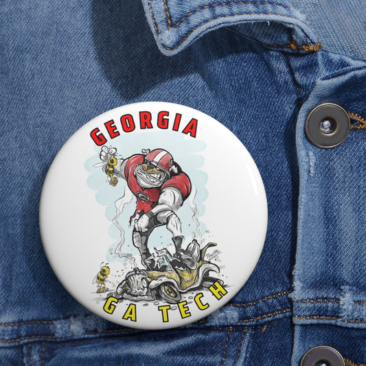 Gameday Georgia Tech UGA Pin Buttons | Fun Sports Merchandise, Gifts for Fans, Party Favors, Souvenirs, School Spirit