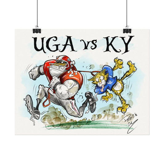 UGA vs Kentuckey Wildcats 11x14 poster, UGA vs KY Poster, College Football Wall Art, Gift for Sports Fans, Unique Home Decor