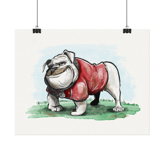 UGA Bulldog Watercolor Print, Dog Lover Art, Home Decor, Gift for Pet Owners, Animal Wall Art