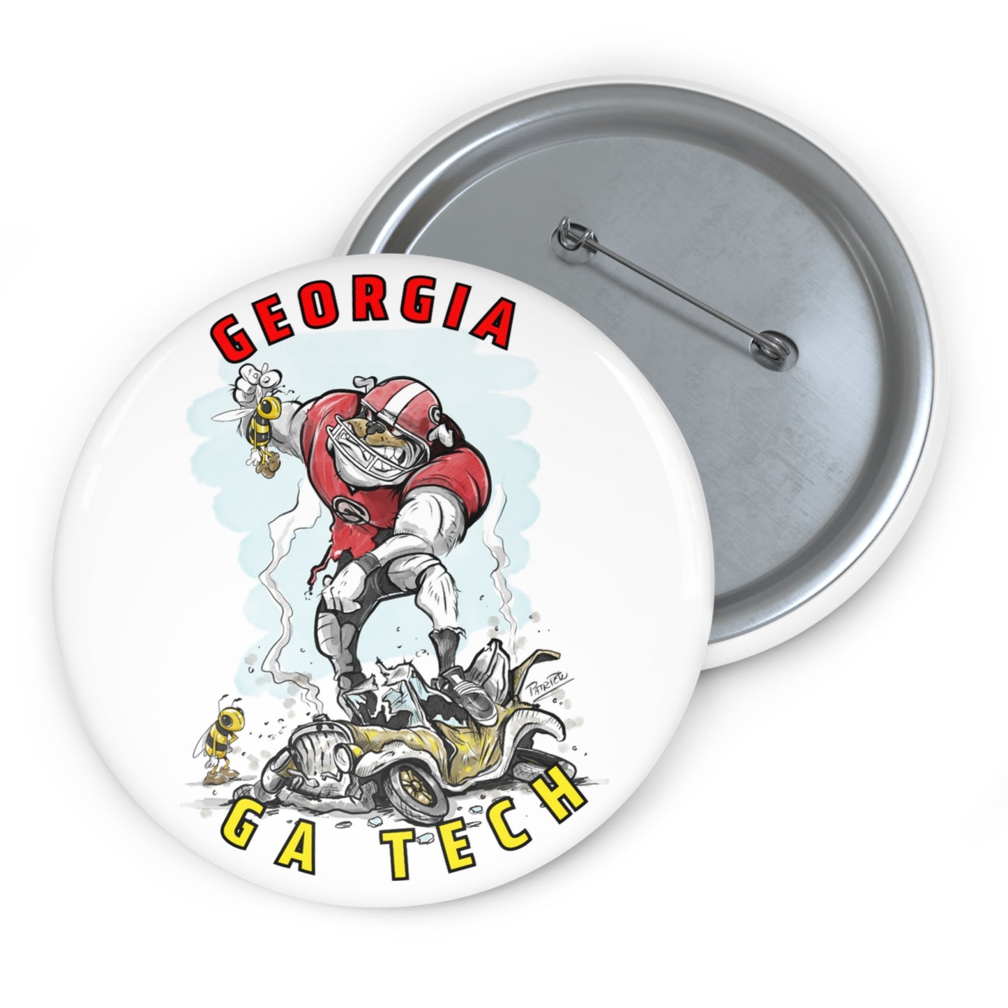 Gameday Georgia Tech UGA Pin Buttons | Fun Sports Merchandise, Gifts for Fans, Party Favors, Souvenirs, School Spirit
