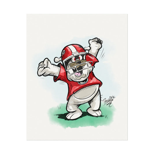 Excited UGA Posters, Georgia Bulldog Art, College  Home Decor, Animal Lover Gifts, Whimsical Wall Art