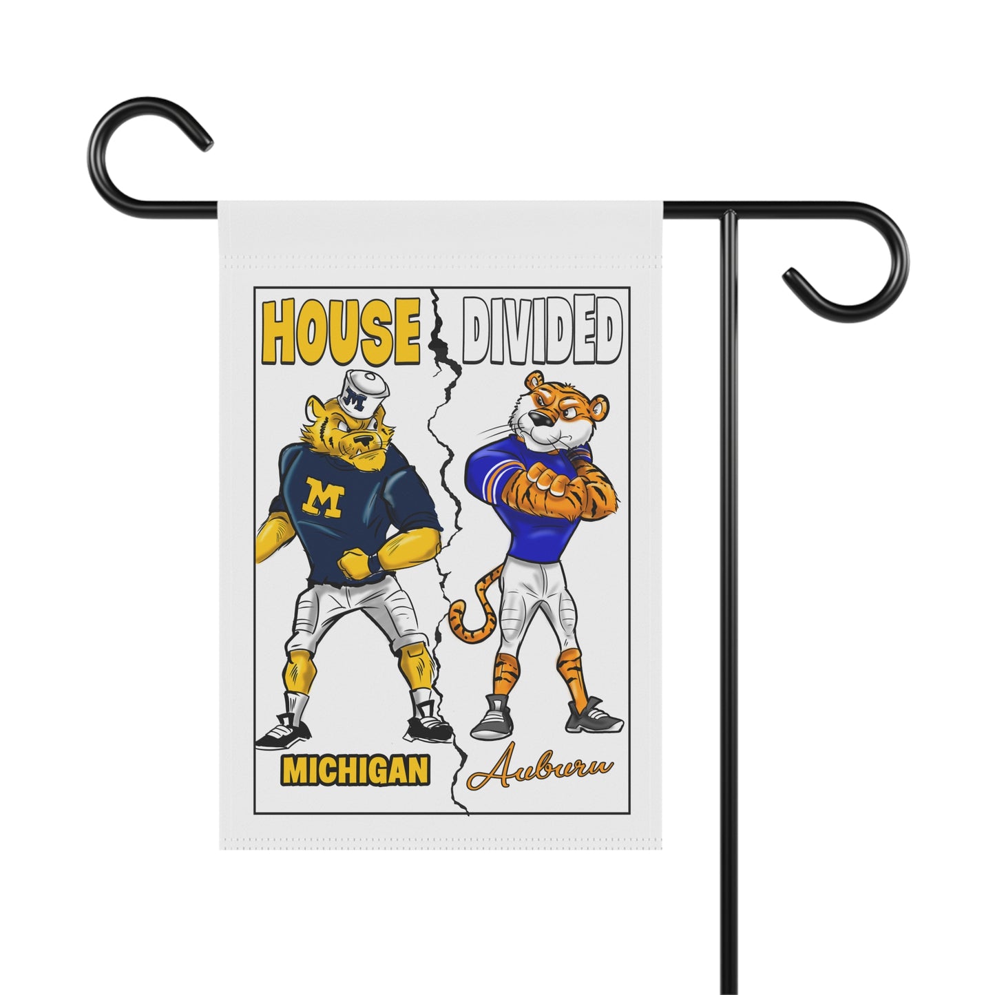Michigan Auburn House Divided Garden Banner - Michigan & Auburn Rivalry Flag for Sports Fans, Home Decor, Yard Art, Tailgating, Game Day