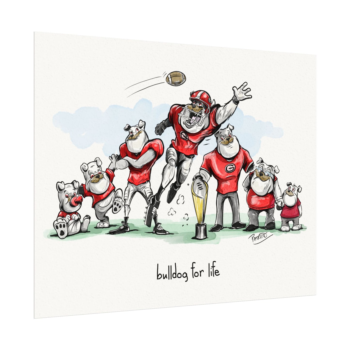 Bulldog for Life Wall Art Poster, Adorable Bulldog Print, Personalized Room Décor, Sports Fan Gifts, Dog Lover Artwork, Fun Home Decoration