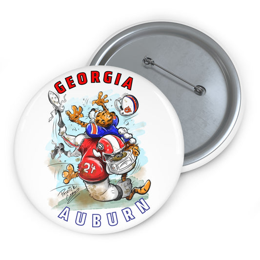 Gameday Sports Team Pin Buttons - Georgia vs Auburn Football Art